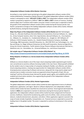 Independent Software Vendors (ISVs) Market