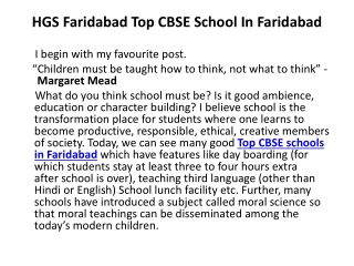 HGS Faridabad Top CBSE School In Faridabad