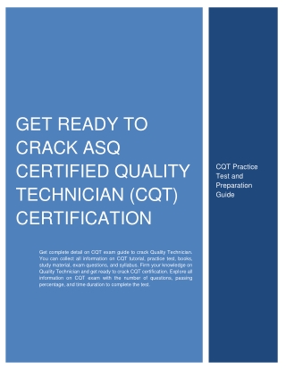 Get Ready to Crack ASQ Certified Quality Technician (CQT) Certification