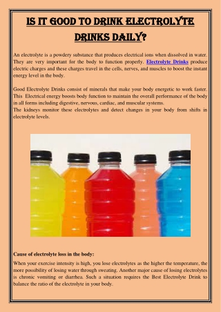 Is It Good To Drink Electrolyte Drinks Daily