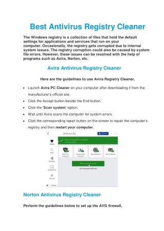 Best Antivirus Registry Cleaner For Windows | Instant Guide