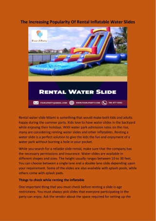 The Increasing Popularity Of Rental Inflatable Water Slides