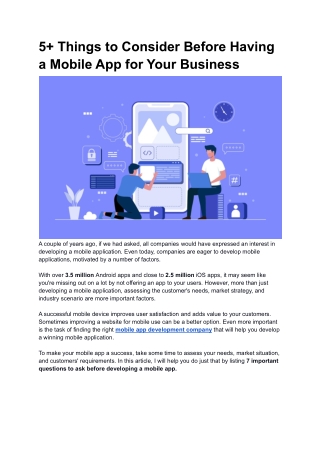 5  Things to Consider Before Having a Mobile App for Your Business