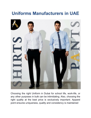 Uniforms Manufacturers in UAE