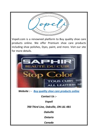 Buy Quality Shoe Care Products Online | Vopeli.com