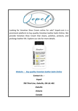 Buy Quality Venetian Leather Balm Online | Vopeli.com