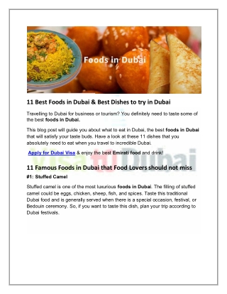 Best Foods in Dubai & Dubai Cuisines | Dishes to try in Dubai