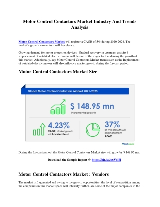 Motor Control Contactors Market Industry And Trends Analysis