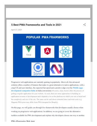 5 Best PWA Frameworks and Tools in 2021