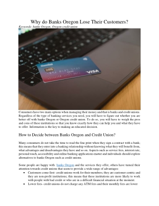 Why do Banks Oregon Lose Their Customers