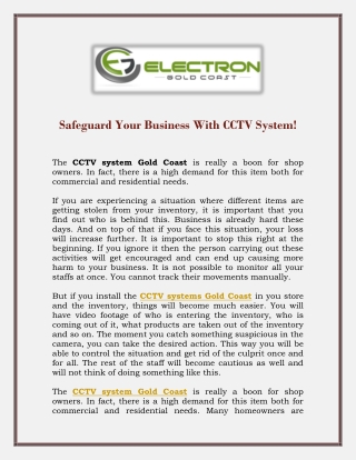 Safeguard Your Business With CCTV System