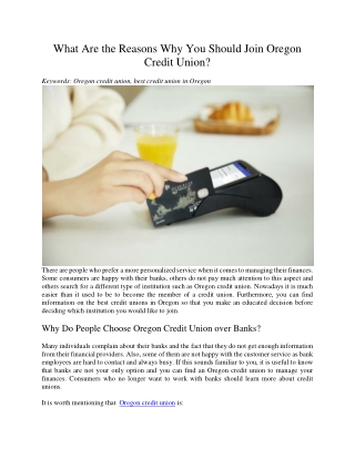 What Are the Reasons Why You Should Join Oregon Credit Union