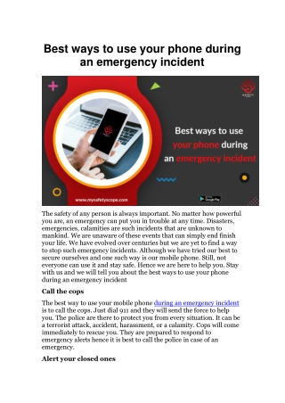 Best ways to use your phone during an emergency incident
