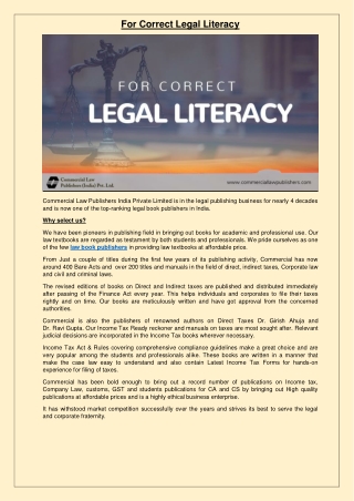 For Correct Legal Literacy