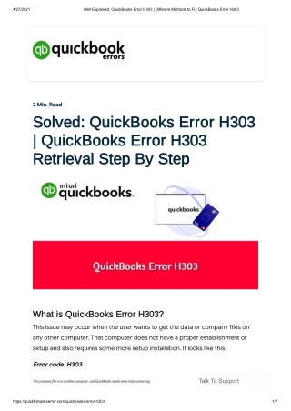 How to Fix QuickBooks Error H303? | (1-877-323-5303) Quickbooks Error H303
