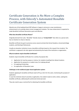 Bonafide Certificate Generation System