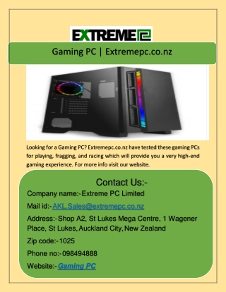 Gaming PC  Extremepc.co.nz