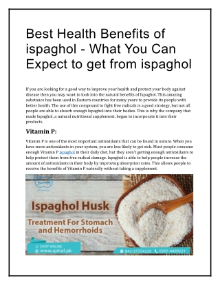 What You Can Expect to get from ispaghol