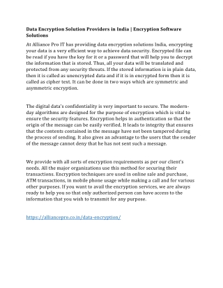 Data Encryption Solution Providers in India- Encryption Software Solutions