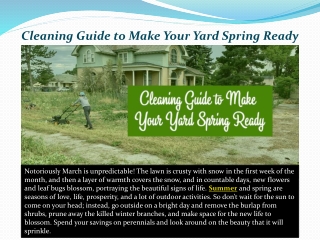 Cleaning Guide to Make Your Yard Spring Ready