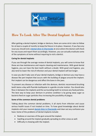 How To Look After The Dental Implant At Home