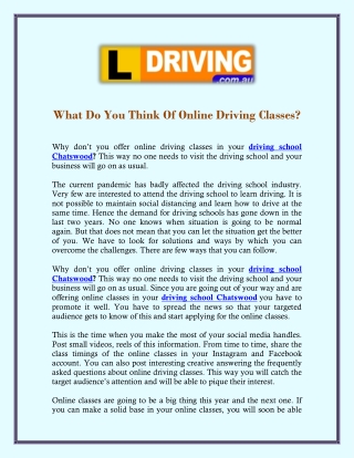 What Do You Think Of Online Driving Classes