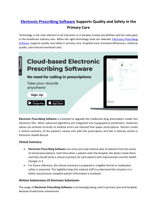 Electronic Prescribing Software Supports Quality and Safety in the Primary Care