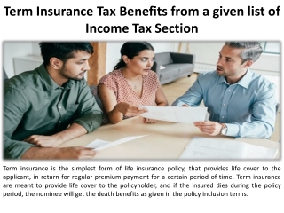 Term Insurance Tax Benefits from a Specific Income Tax Section