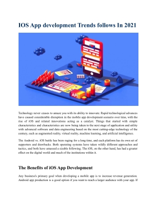 IOS App development Trends follows In 2021