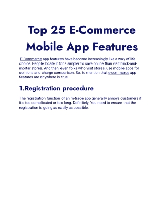 Top 25 E-Commerce Mobile App Features
