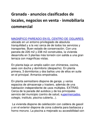 Granada - anuncios clasificados de locales, negocios en venta - inmobiliaria com