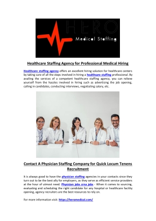 Healthcare Staffing Agency for Professional Medical Hiring