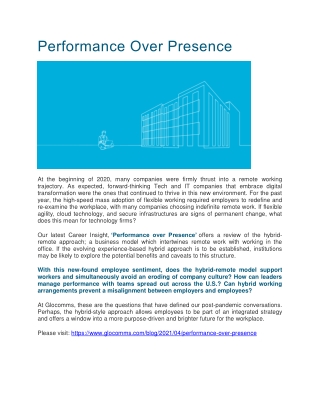 Performance Over Presence - Glocomms