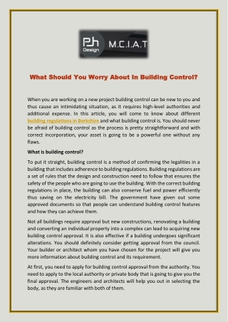 What Should You Worry About In Building Control