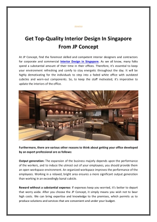 Interior Design in Singapore