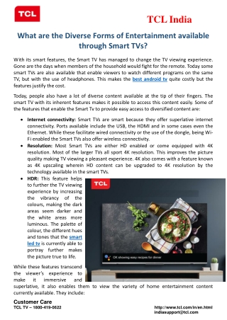 What are the Diverse Forms of Entertainment Available through Smart TVs?