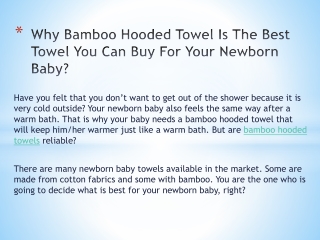 Why Bamboo Hooded Towel Is The Best Towel You Can Buy For Your Newborn Baby?