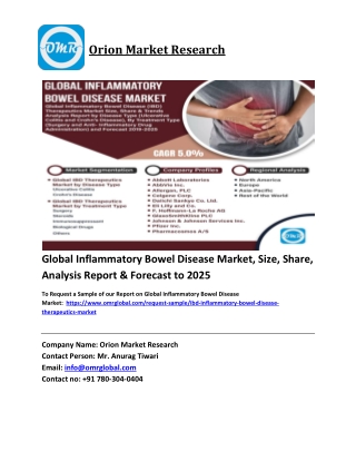 Global Inflammatory Bowel Disease Market Trends, Size, Competitive Analysis and