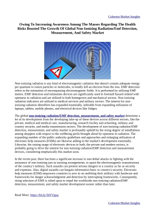 Non-Ionizing Radiation/Emf Detection, Measurement, And Safety Market Report