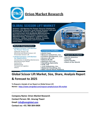 Global Scissor Lift Market Trends, Size, Competitive Analysis and Forecast 2019-