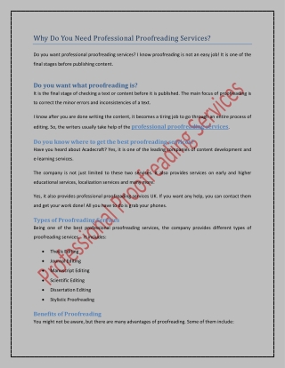 Why Do You Need Professional Proofreading Services?