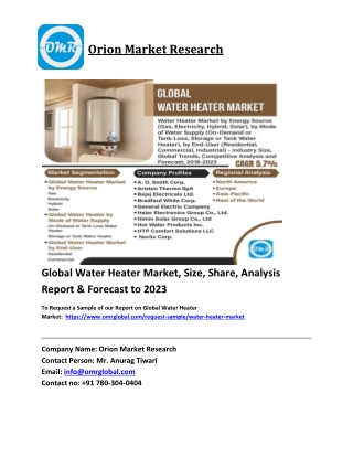 Global Water Heater Market Trends, Size, Competitive Analysis and Forecast 2018-