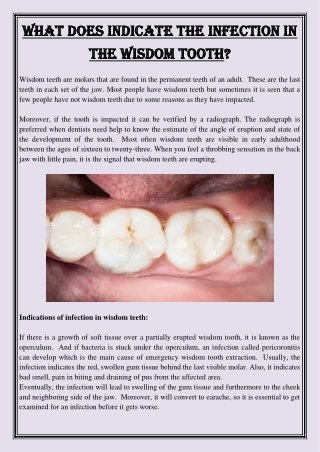 What does indicate the infection in the wisdom tooth