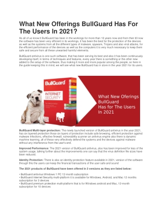 What New Offerings BullGuard Has For The Users In 2021