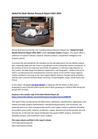 Global Pet Beds Market Research Report 2021-2025