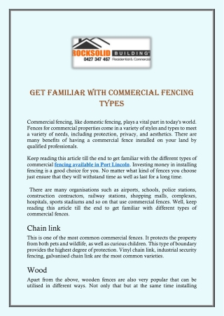 Get Familiar With Commercial Fencing Types