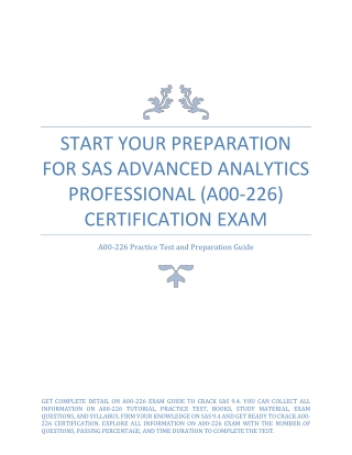 Start Your Preparation for SAS Advanced Analytics Professional (A00-226) Certification exam