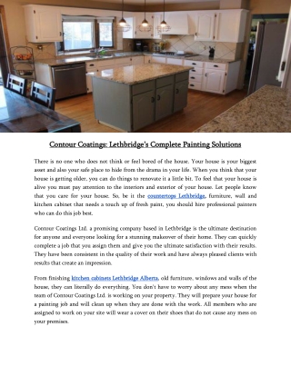 Contour Coatings Lethbridge’s Complete Painting Solutions