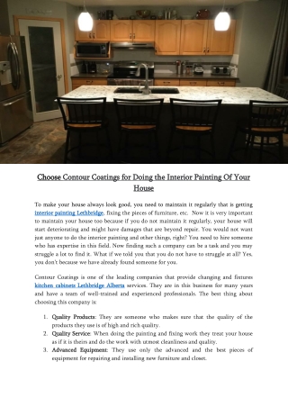 Choose Contour Coatings for Doing the Interior Painting Of Your House
