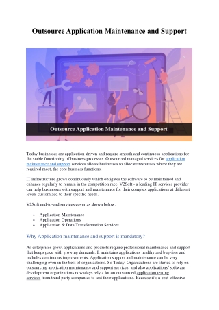 Outsource Application Maintenance and Support